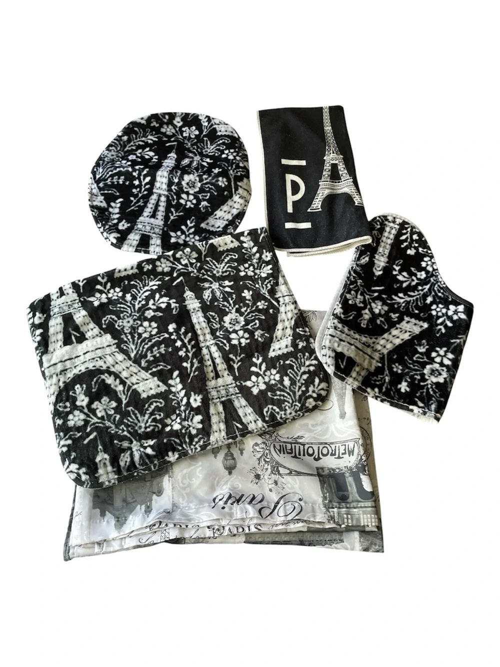 •Black and White Eiffel Tower Bathroom Set - Unbranded